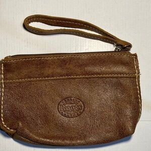 Roots Tan Leather Wristlet